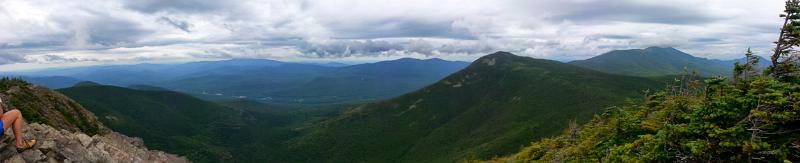 20140816_124713.jpg - Panoramic view from Mt. Flume. Mt. Liberty and Mt. Lincoln are on the right.