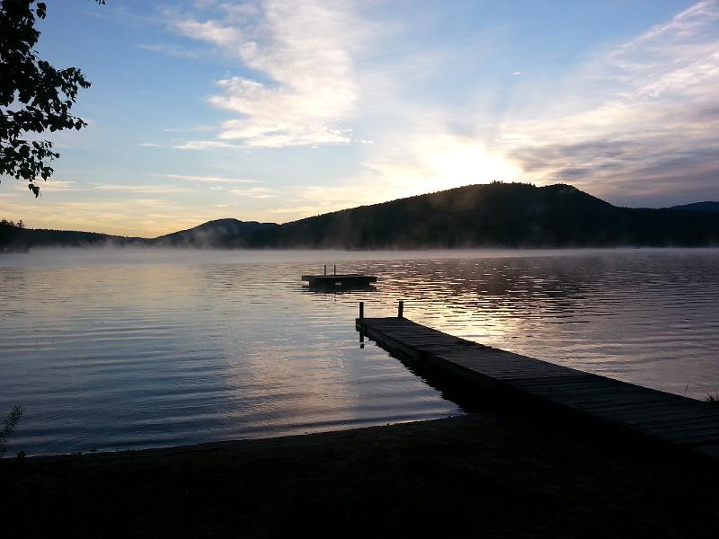 20140711_052745.jpg - Early morning sunrise from the pond before the hike.