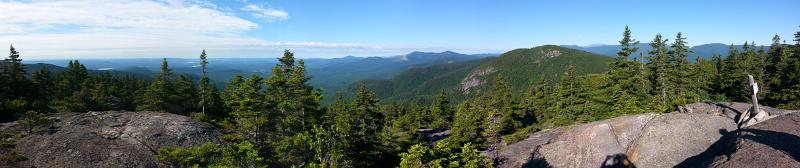 20140711_075702.jpg - Panoramic taken with my phone camera. Maine is on the left, baldpate to the south, West Royce and the northern Presi's.