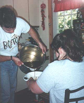 Pouring the wort
