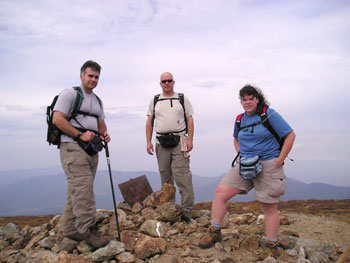 Tim, Fuzz and Danielle on Mt. Eisenhower