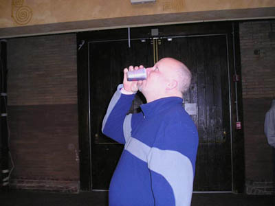 Fuzz enjoying a beer