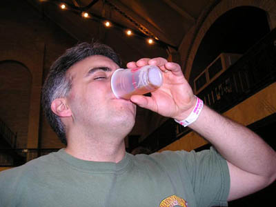 Tim drinking a good beer