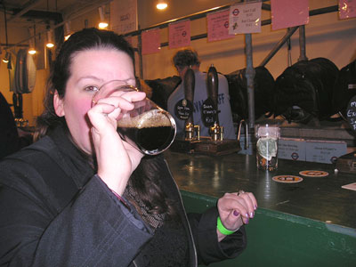 Danielle enjoying a pint