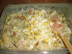 Adding the eggs