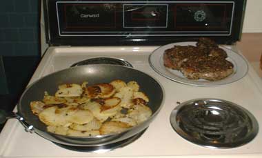 Cooking the potatos